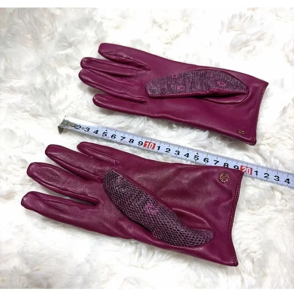 GUCCI RARE LIZARD Skin Leather Pink Gold GG Insignia Gloves Size 7.5 Authentic - Picture 8 of 9